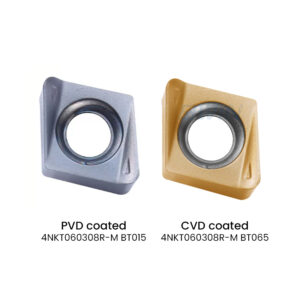 4NKT milling insert in carbide with PVD BT015 and CVD BT065 grades