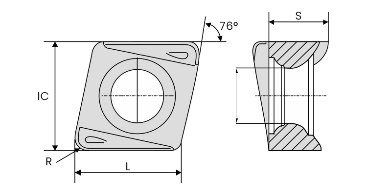 4NKT060308r & 4NKT090408R milling insert demension